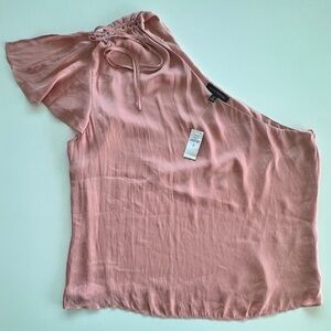 Banana Republic Pink Flutter Silk Sleeve Asymmetrical Blouse